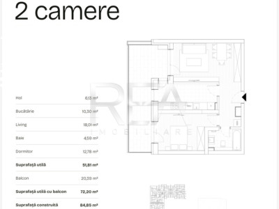 2 Camere 72 mp totali PRIMA Astera - nZEB Bd GHencea