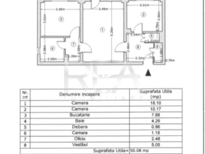 Apartament 2 camere 6/8, bloc 1982, 53 mp, Piata Gorjului.