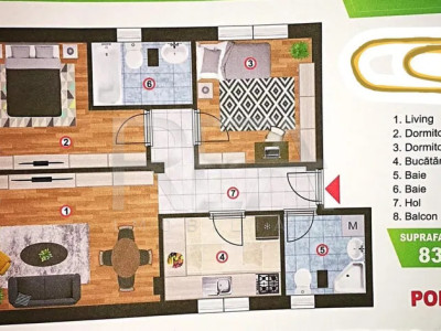 Apartament 3 camere, 2 bai, Bragadiru strada Diamantului 192-194