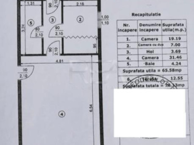 3 camere Unirii, centrală, metrou, an 2004, 78 mp