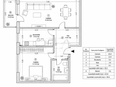 Apartament 2 Camere | Exigent Plaza Faza 5 | Decomandat | 