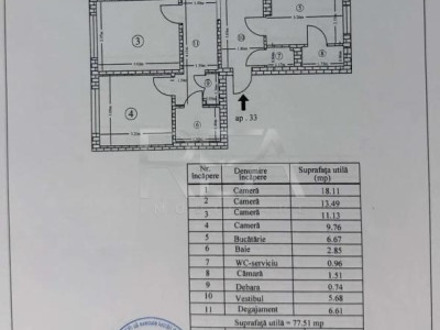 Apartament 4 camere Teius, Rahova etaj 1